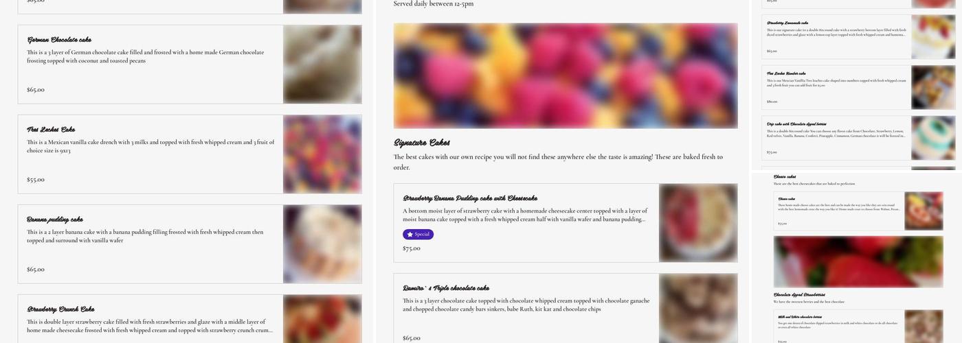 Delicious Kreations Llc Menu