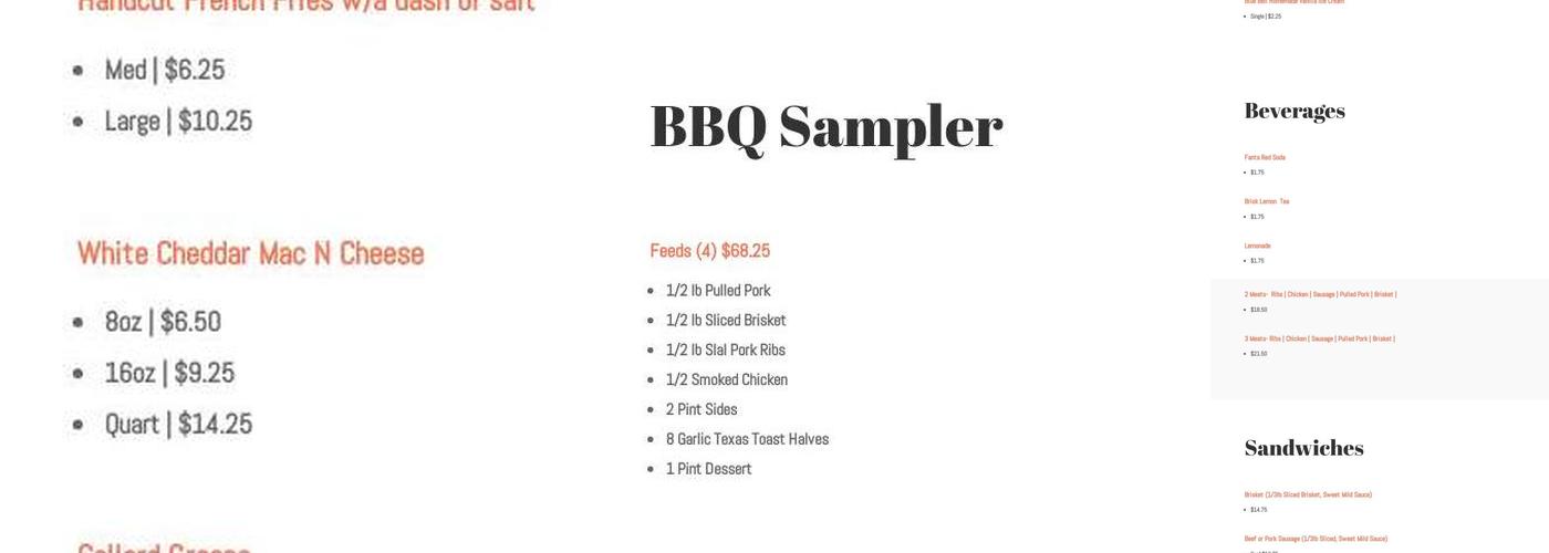 The Texas Brisket Company Menu