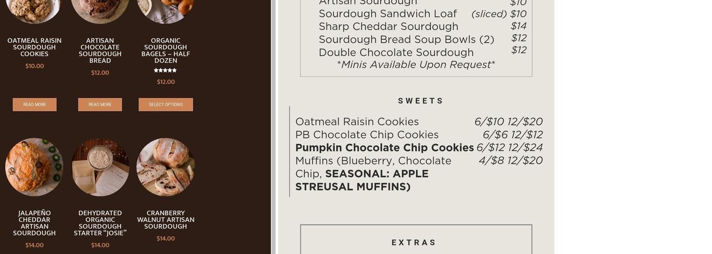 Rising Joy Bakery Menu