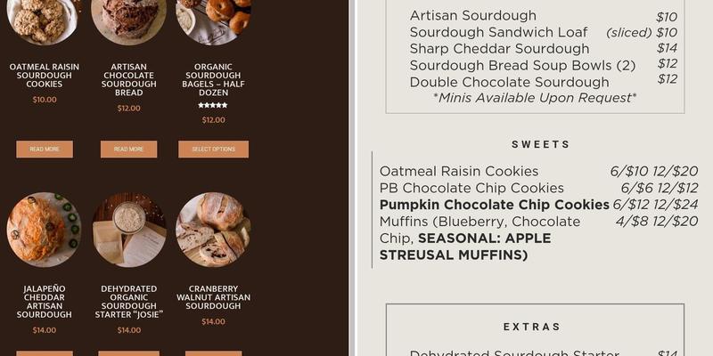 Rising Joy Bakery Menu