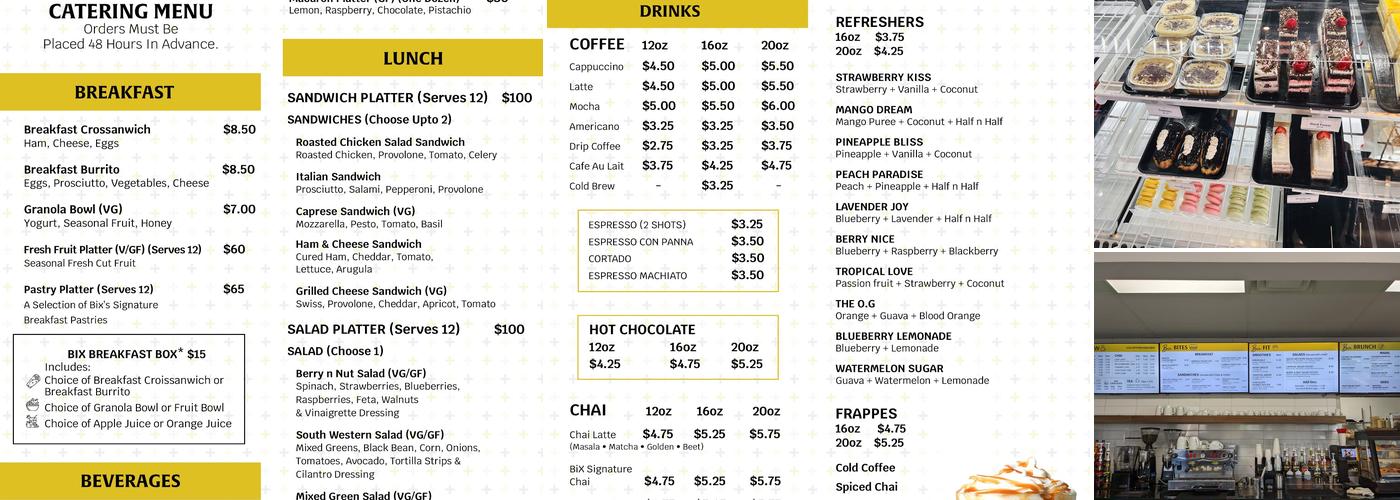 Bix Catering Menu