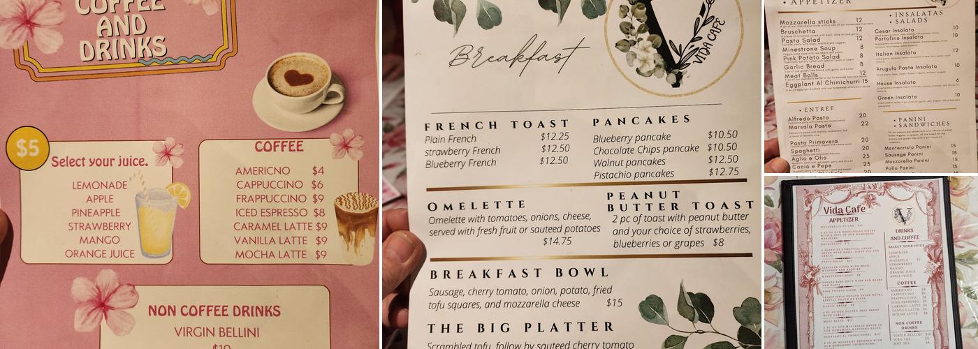 Vida Cafe Menu