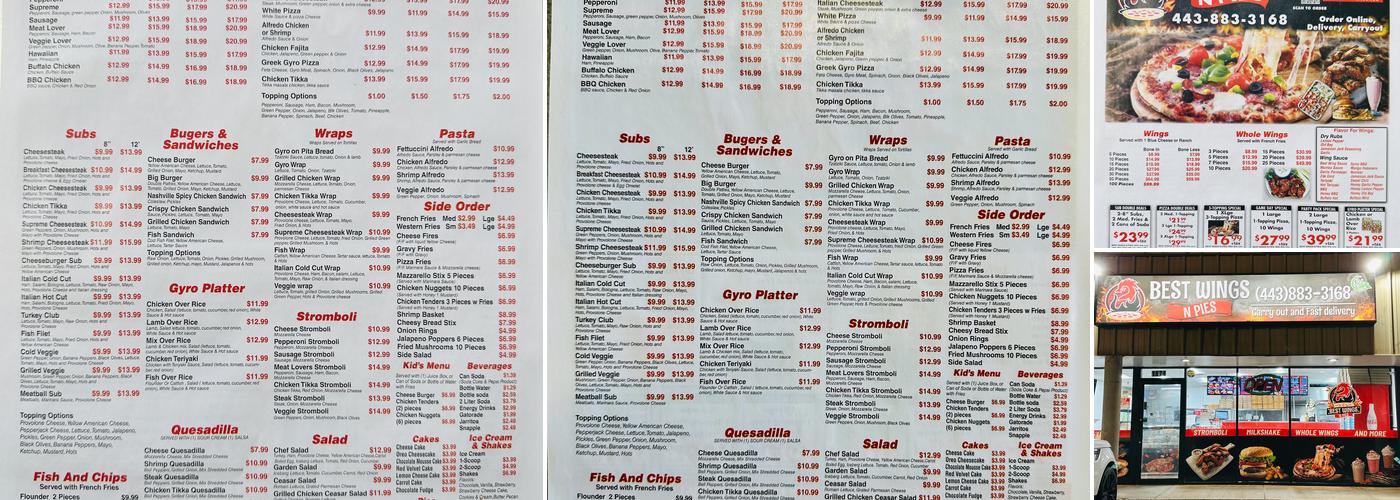 Best Wings N Pies Menu
