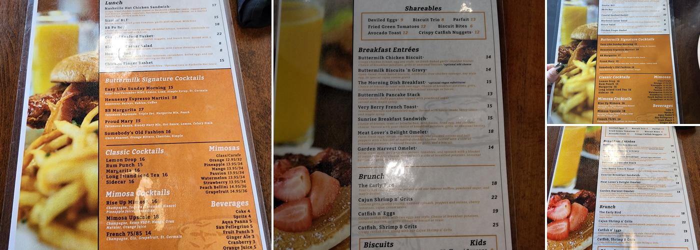 Buttermilk Biscuit Menu