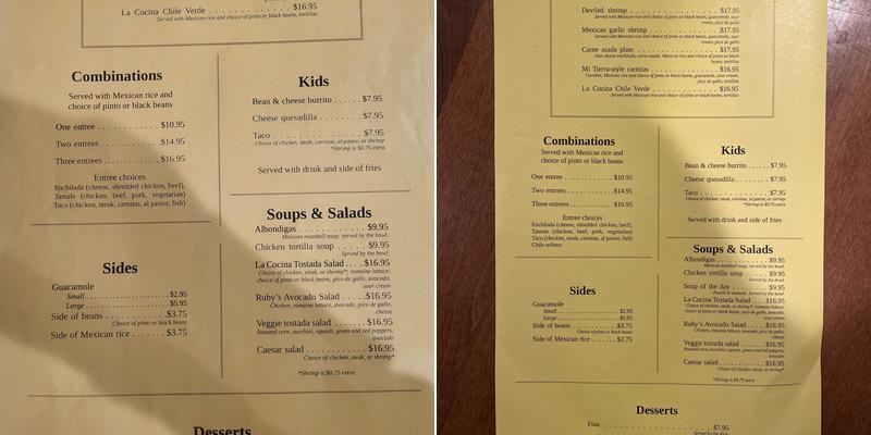 La Cocina Grill Menu