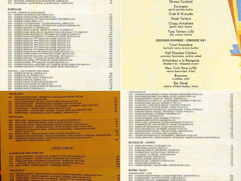 Pastis DC Menu