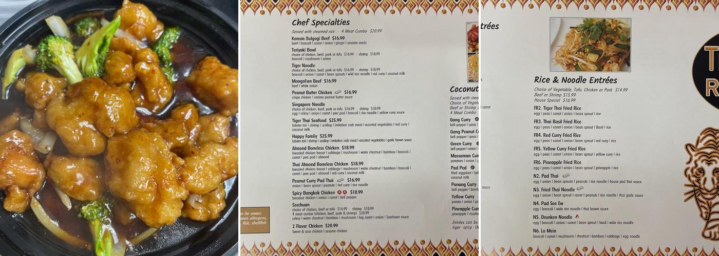 Tiger Thai Restaurant Menu