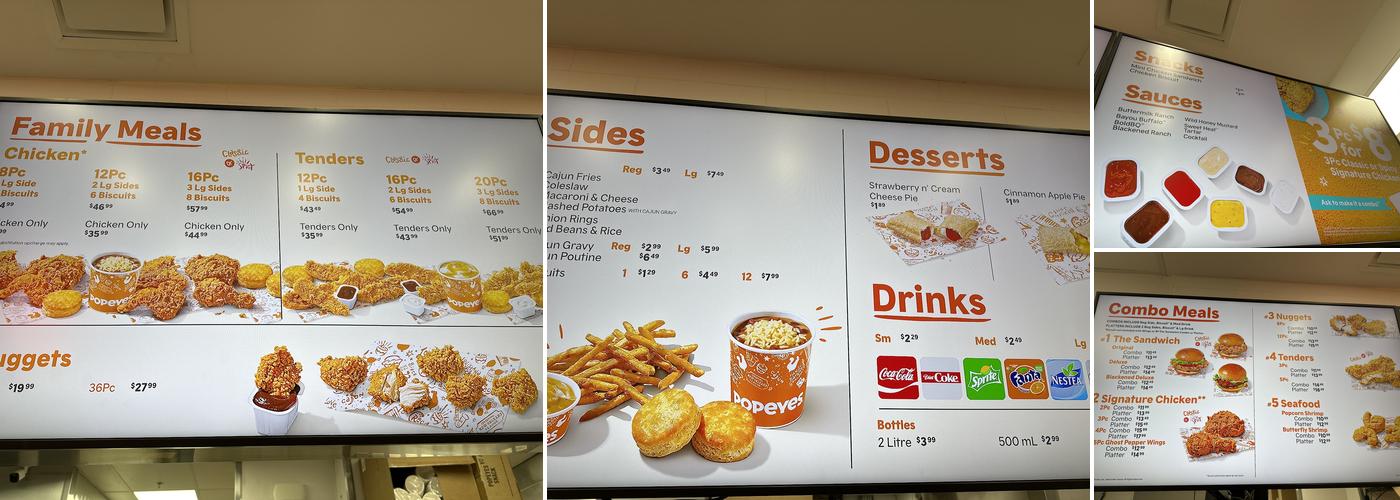 Popeye’s Louisiana Chicken Menu