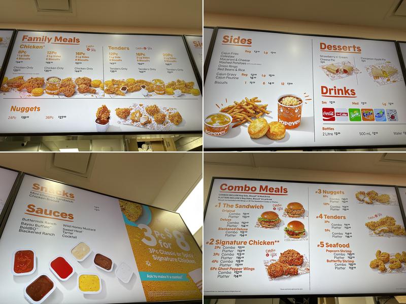 Popeye’s Louisiana Chicken Menu