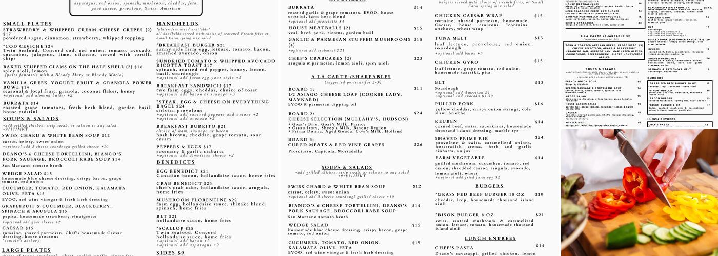 Fourth & Field Menu