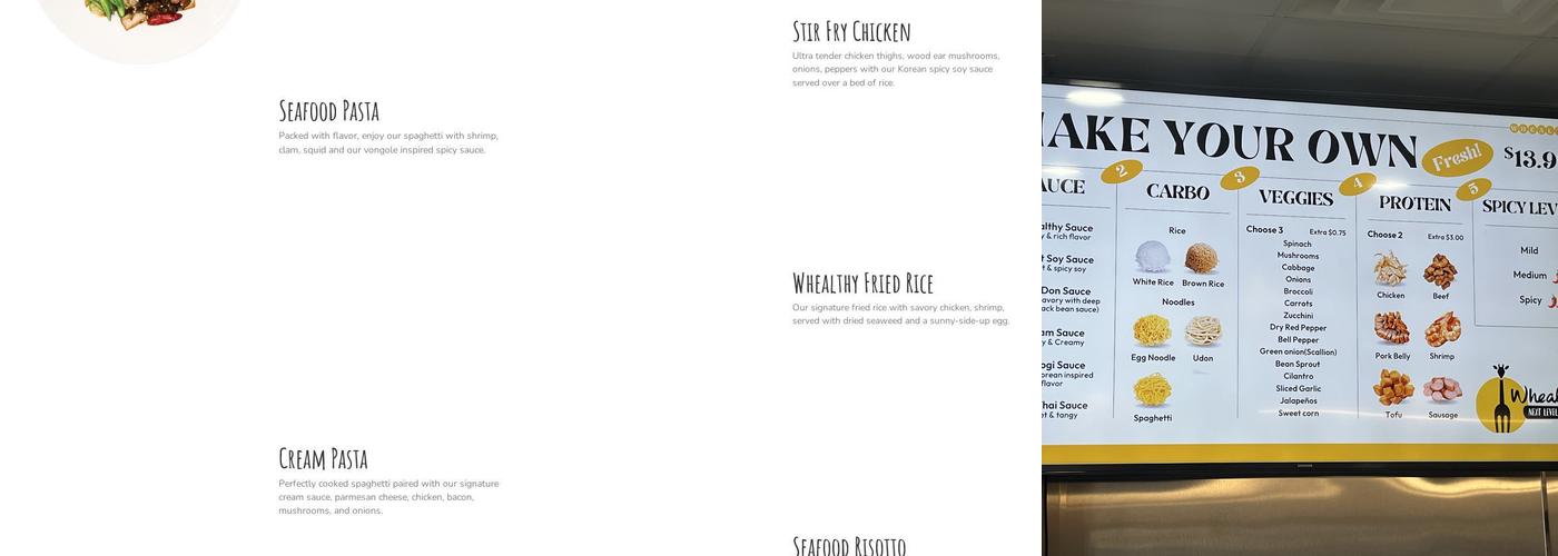 Whealthy Menu