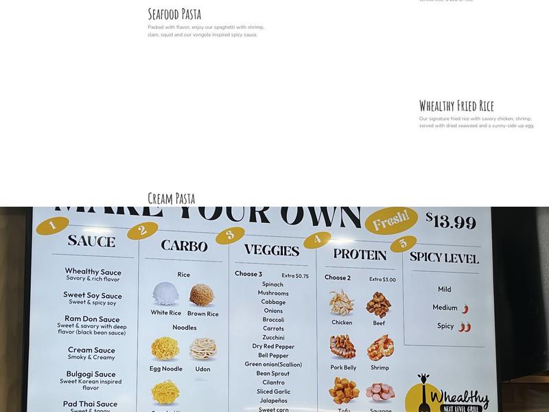 Whealthy Menu