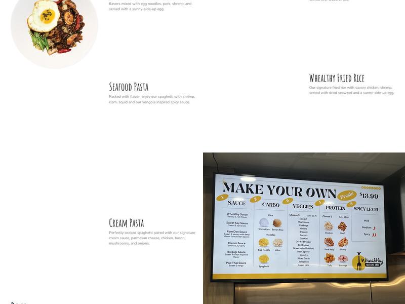 Whealthy Menu