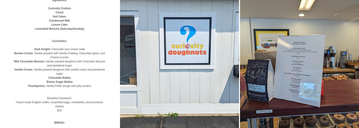 Curiosity Doughnuts Menu