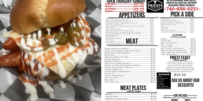 Priests Texas BBQ Menu