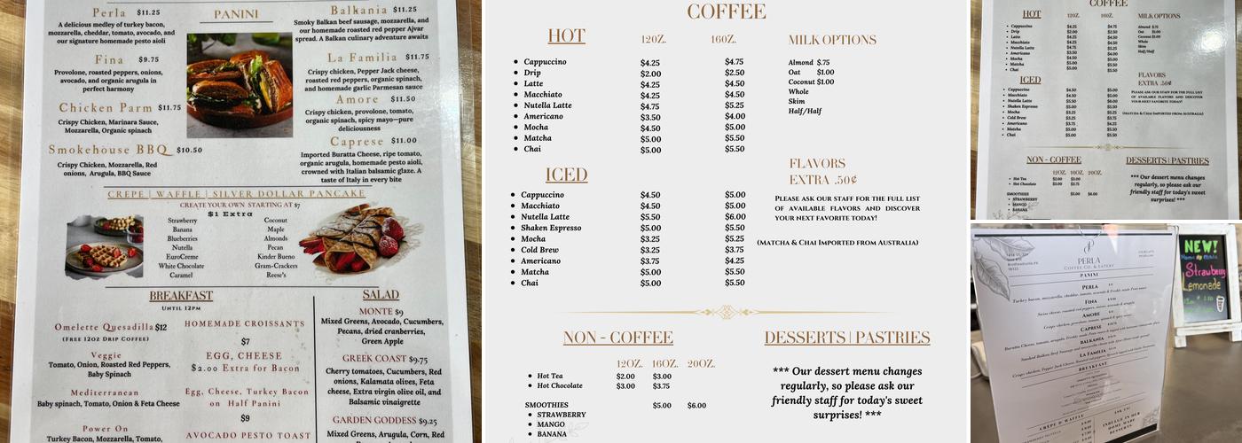 Perla Coffee Co & Eatery Menu