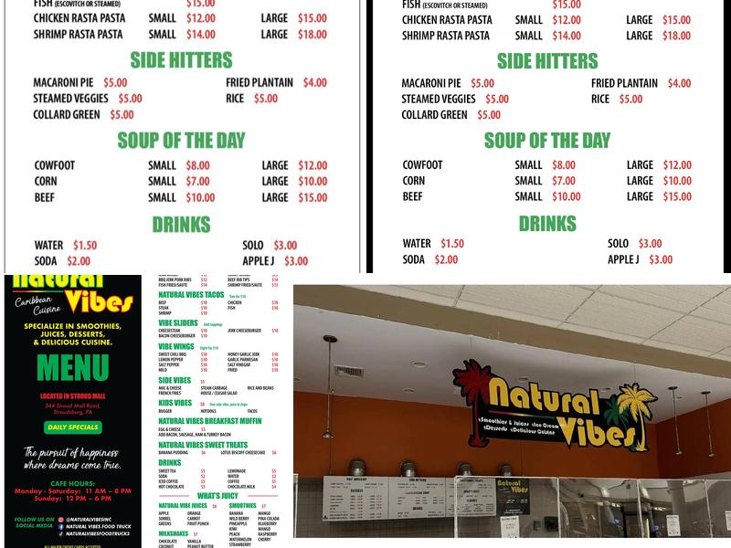 Natural Vibes Menu