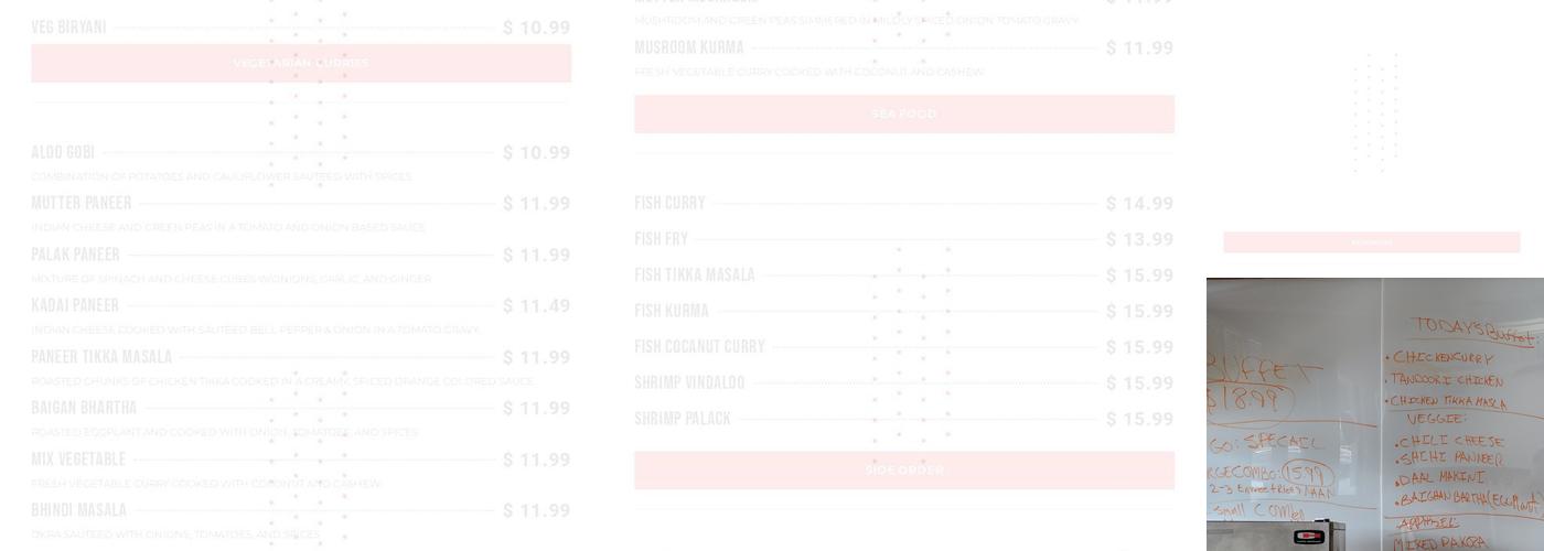 Punjab Palace Buffet & Catering Menu