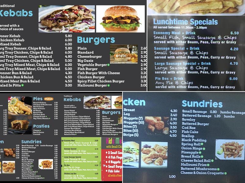 Oasis Fish Bar Menu
