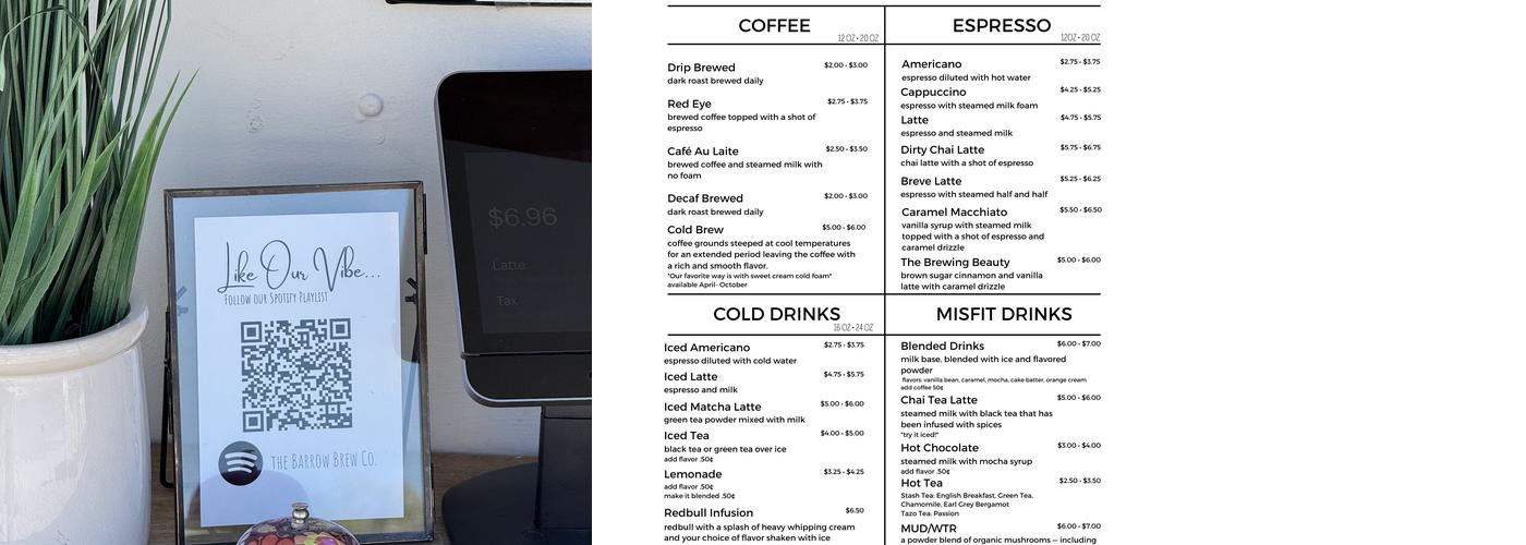 The Barrow Brew Co. Menu