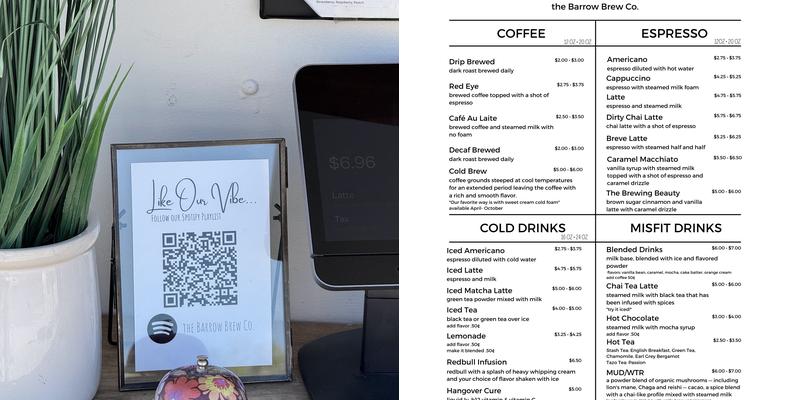 The Barrow Brew Co. Menu