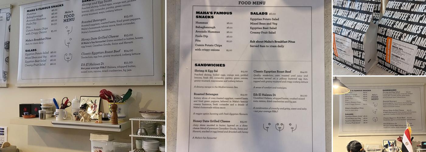 Maha's Cafe Menu