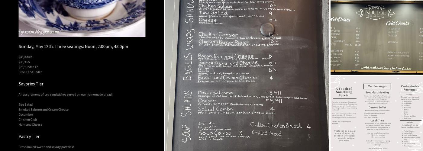 Indulge Café and Bakery Menu