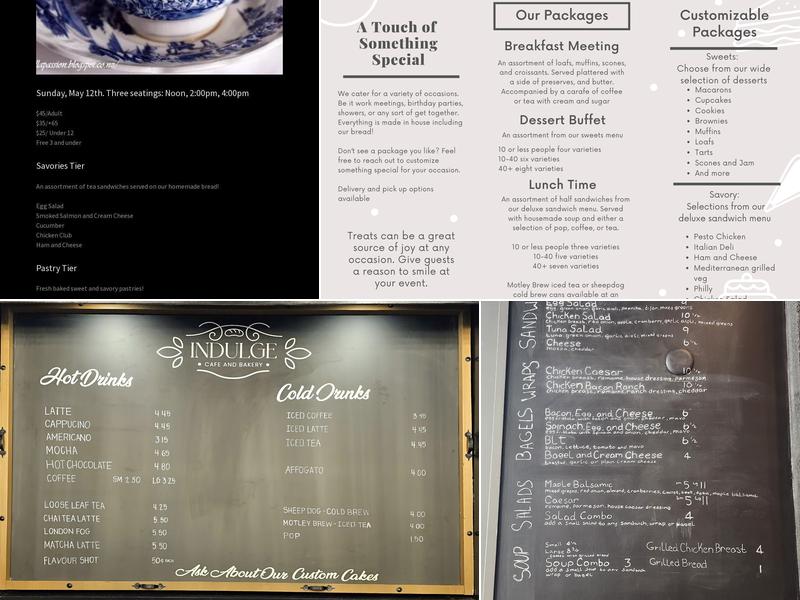 Indulge Café and Bakery Menu