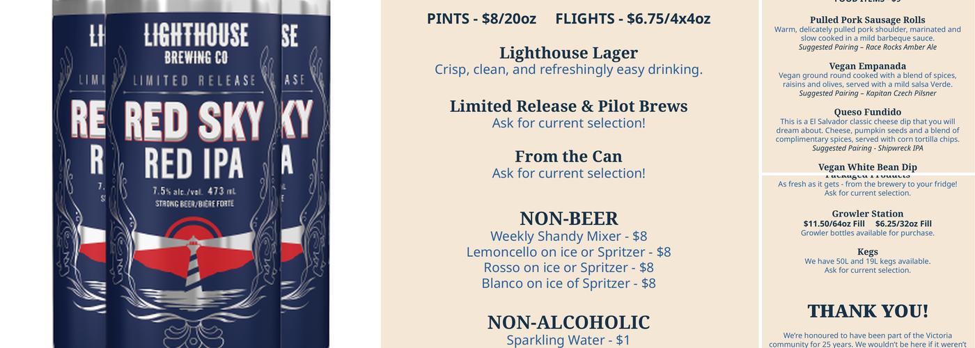 Lighthouse Brewing Menu