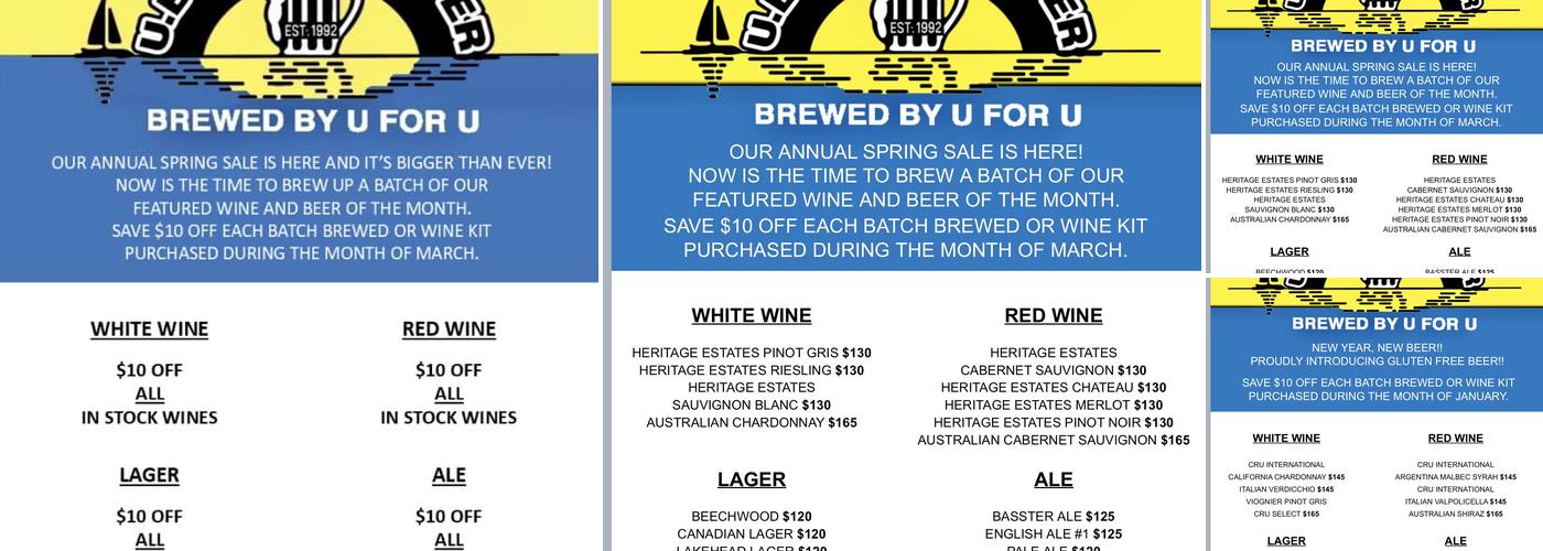 U B Brewmaster Menu