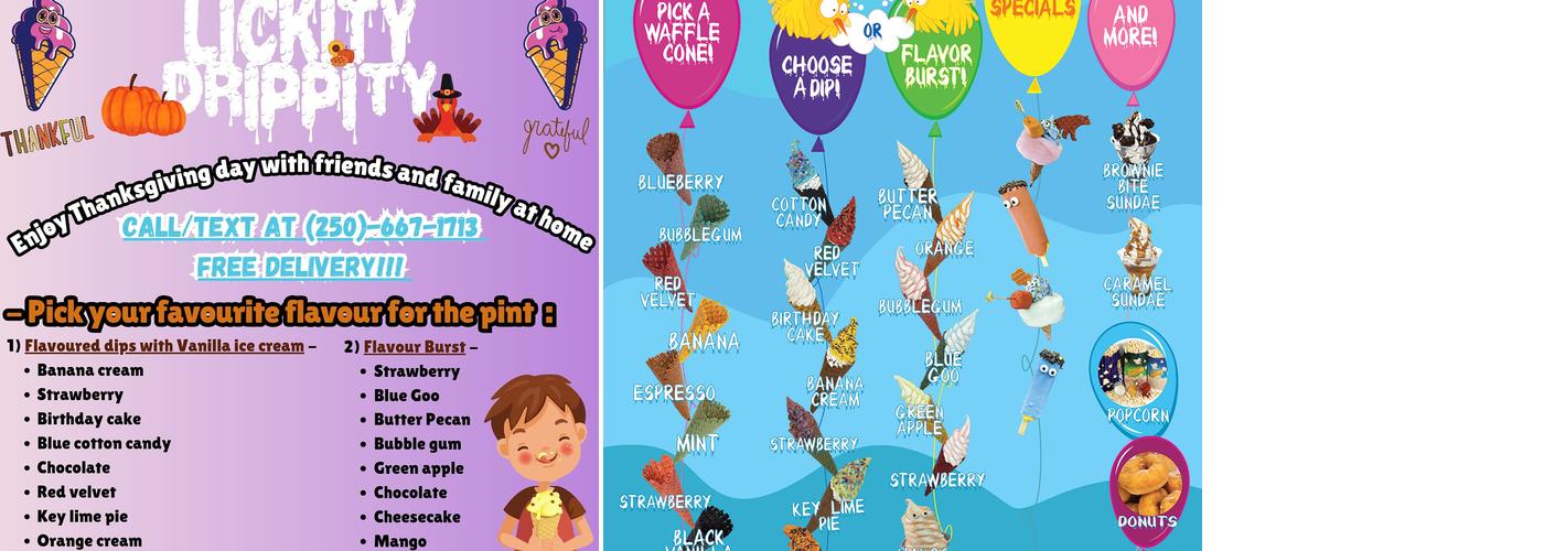 Lickity drippity Menu