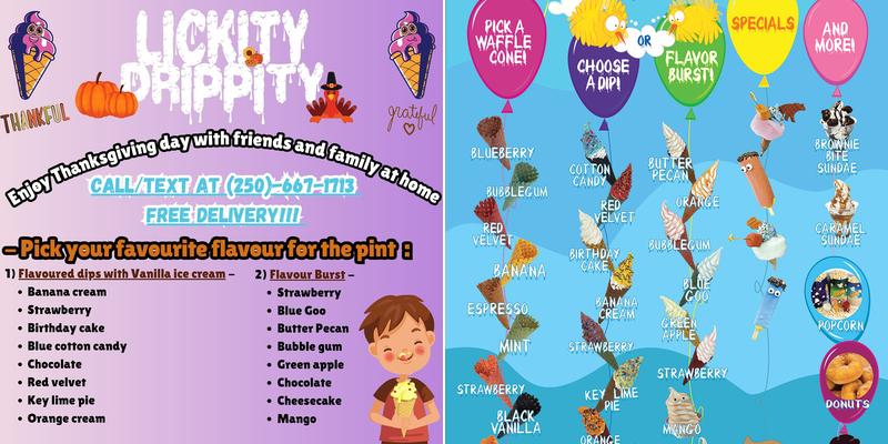 Lickity drippity Menu