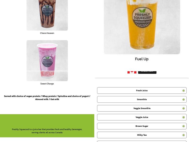Freshly squeezed Menu