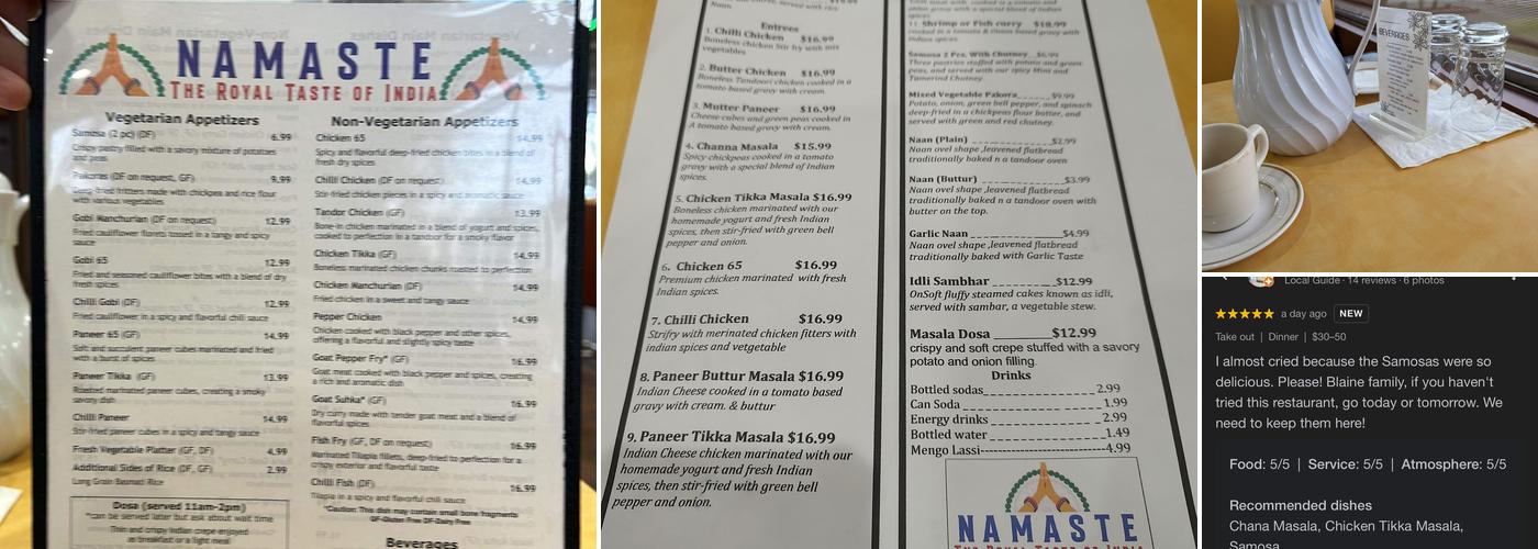 Namaste The Royal Taste Of India Menu