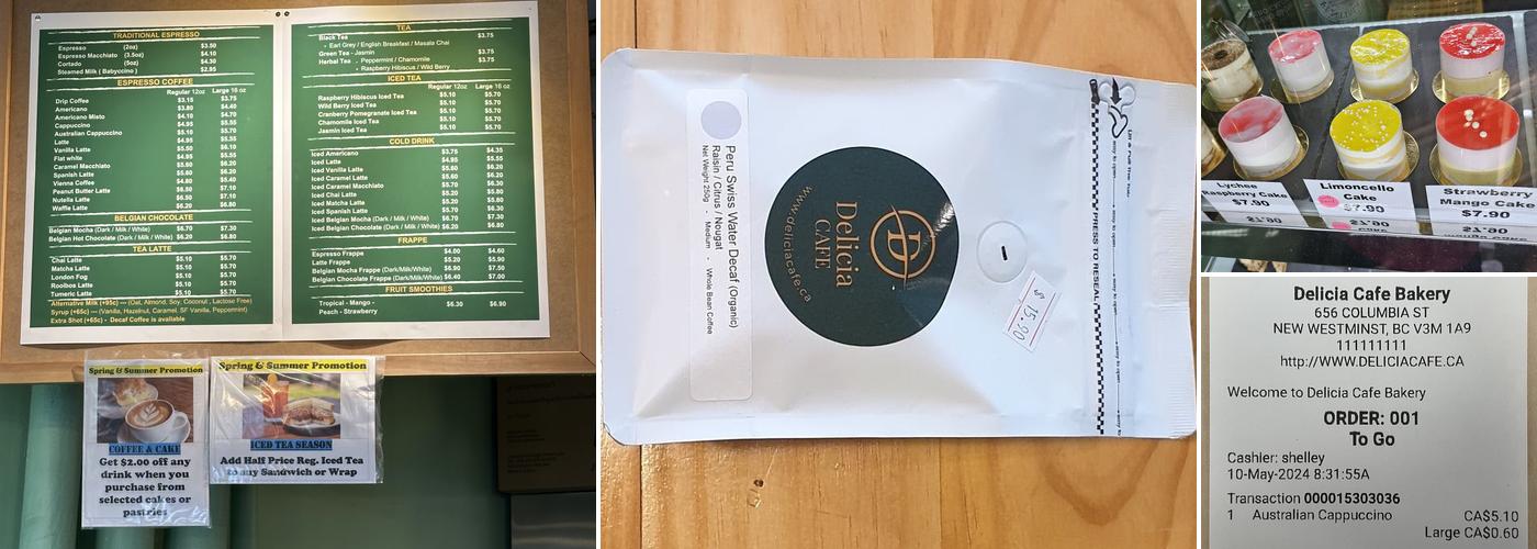 Delicia Cafe & Bakery Menu