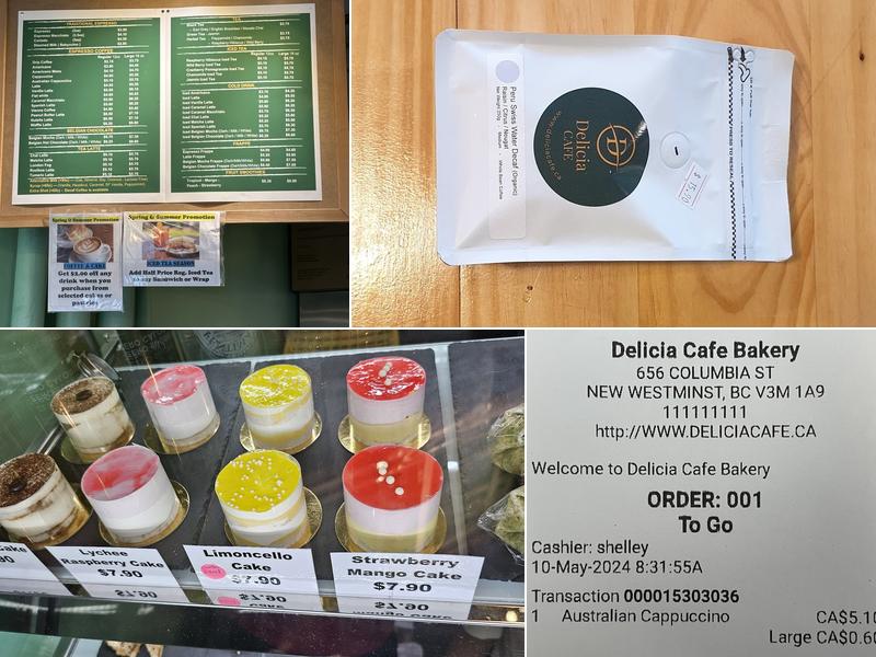 Delicia Cafe & Bakery Menu