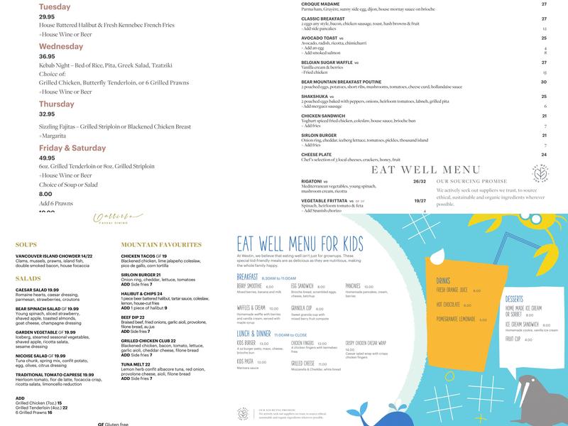 Callisto Casual Dining Menu