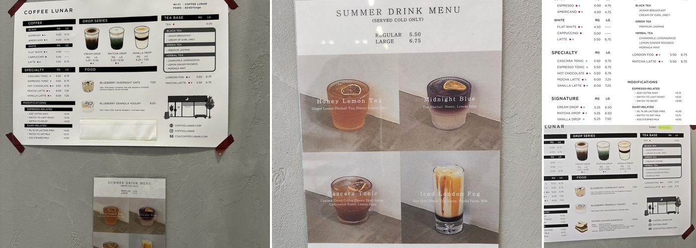 Coffee Lunar Menu