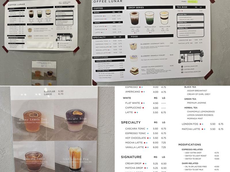 Coffee Lunar Menu