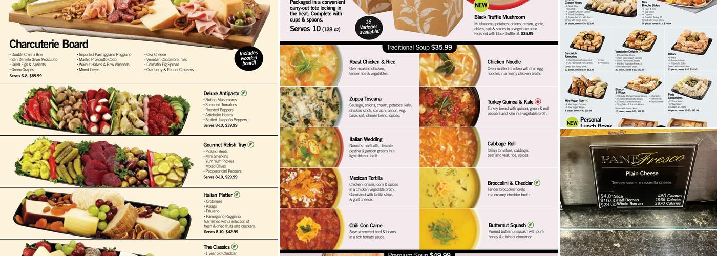 Pane Fresco at Fortinos Menu