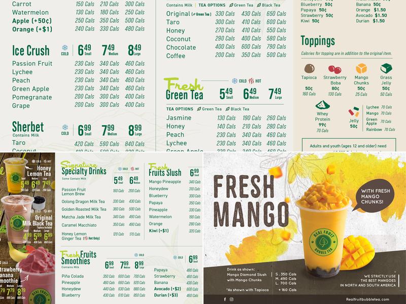 Real Fruit Bubble Tea Menu