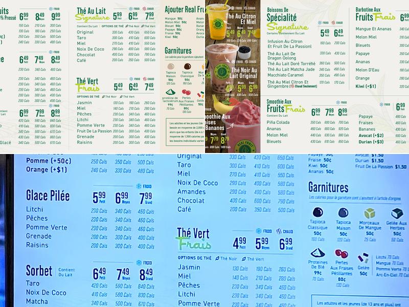 Real Fruit Bubble Tea Menu