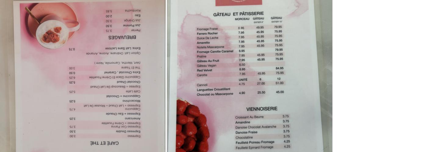 Pâtisserie & Café Mont Rose Menu
