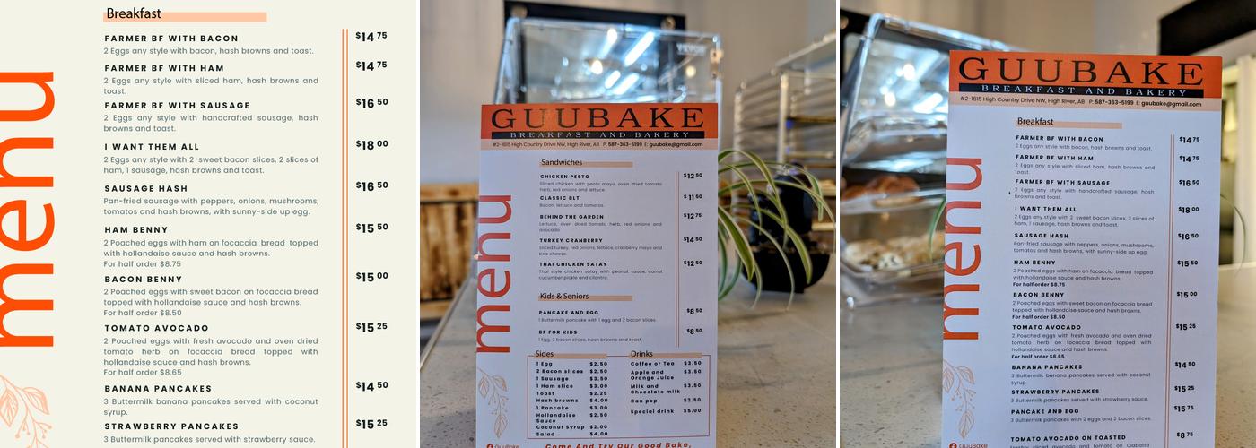 GuuBake Cafe Menu
