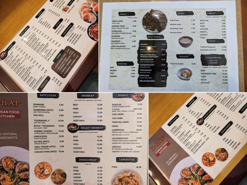 K-bap Menu