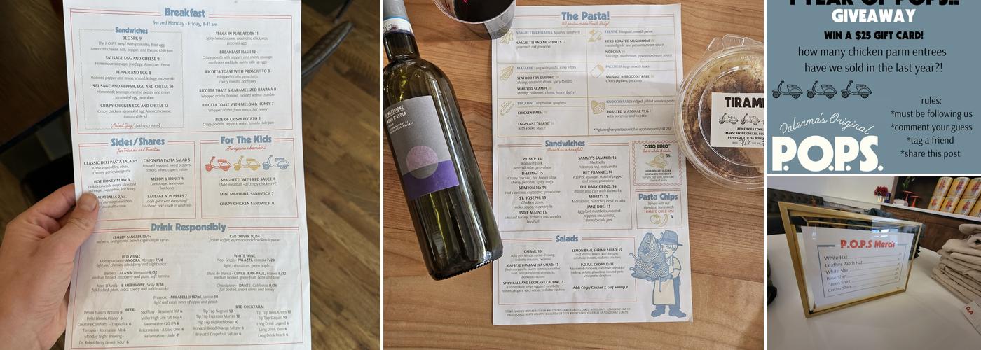 POPS (Palermo's Original Pasta & Sandwiches) Menu
