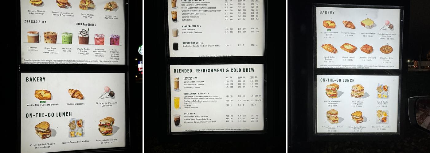 Starbucks Menu