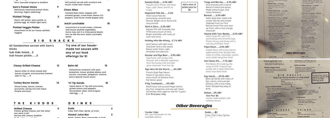 Hat Trick Brewing Menu