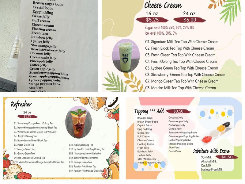 B&B Boba & Banh Mi Menu