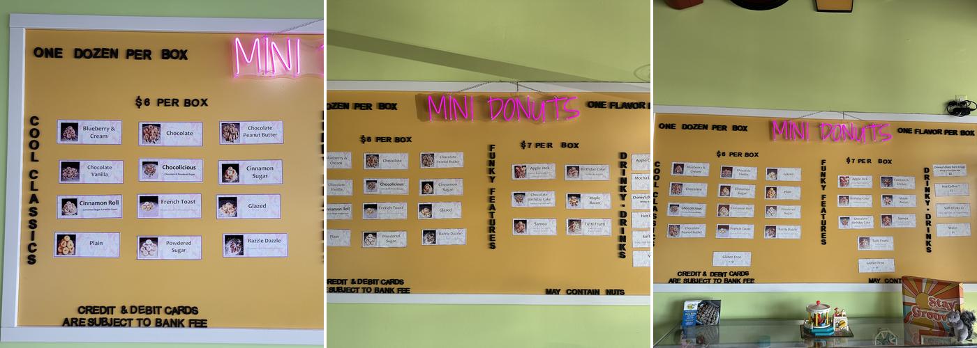 Groovy Gus Mini Donuts Menu